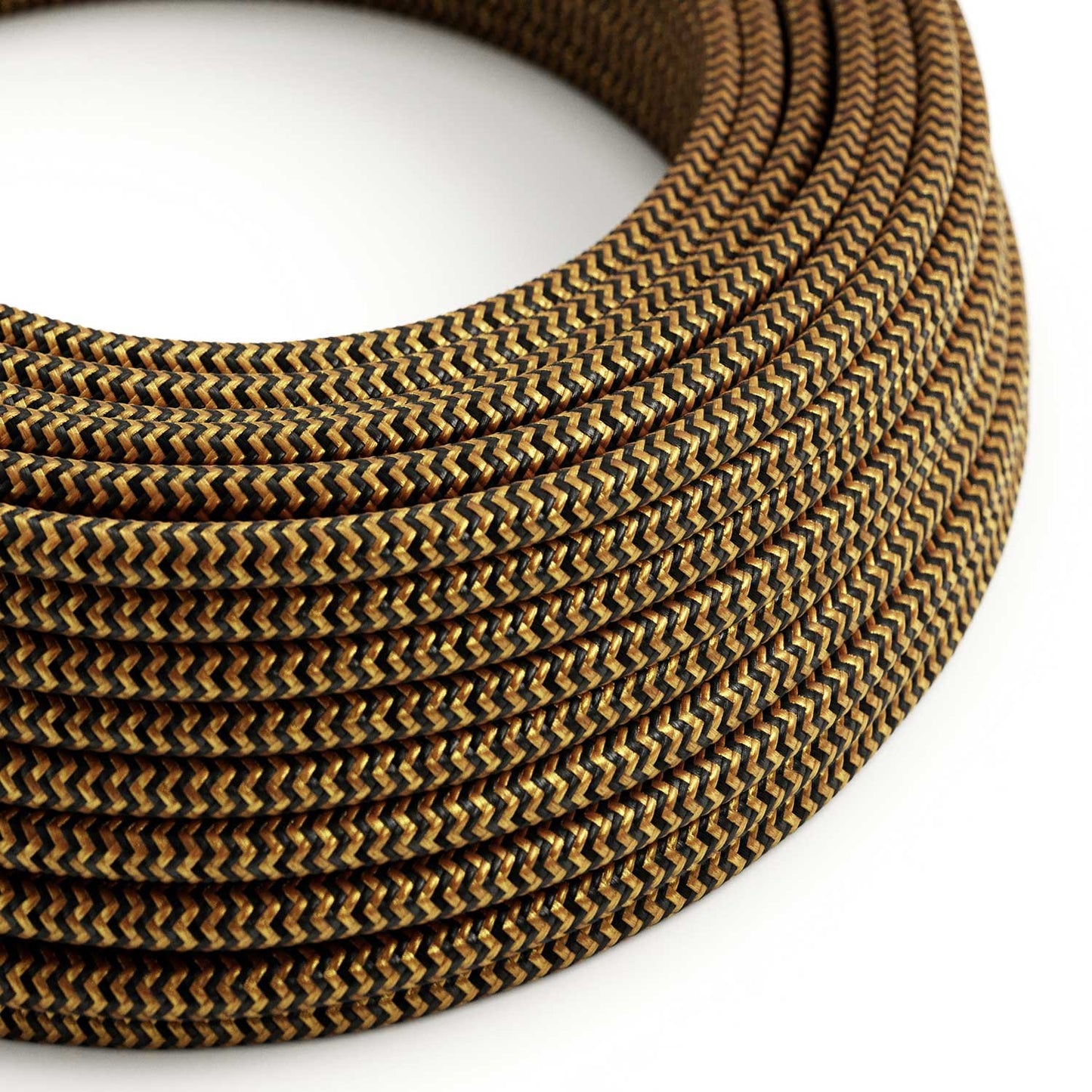 Round Electric Cable RZ24 ZigZag Gold and Black Rayon - UL listed