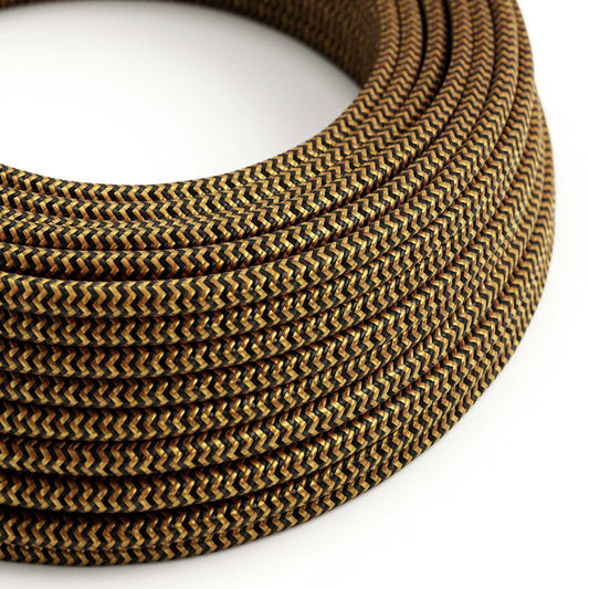 Round Electric Cable RZ24 ZigZag Gold and Black Rayon - UL listed