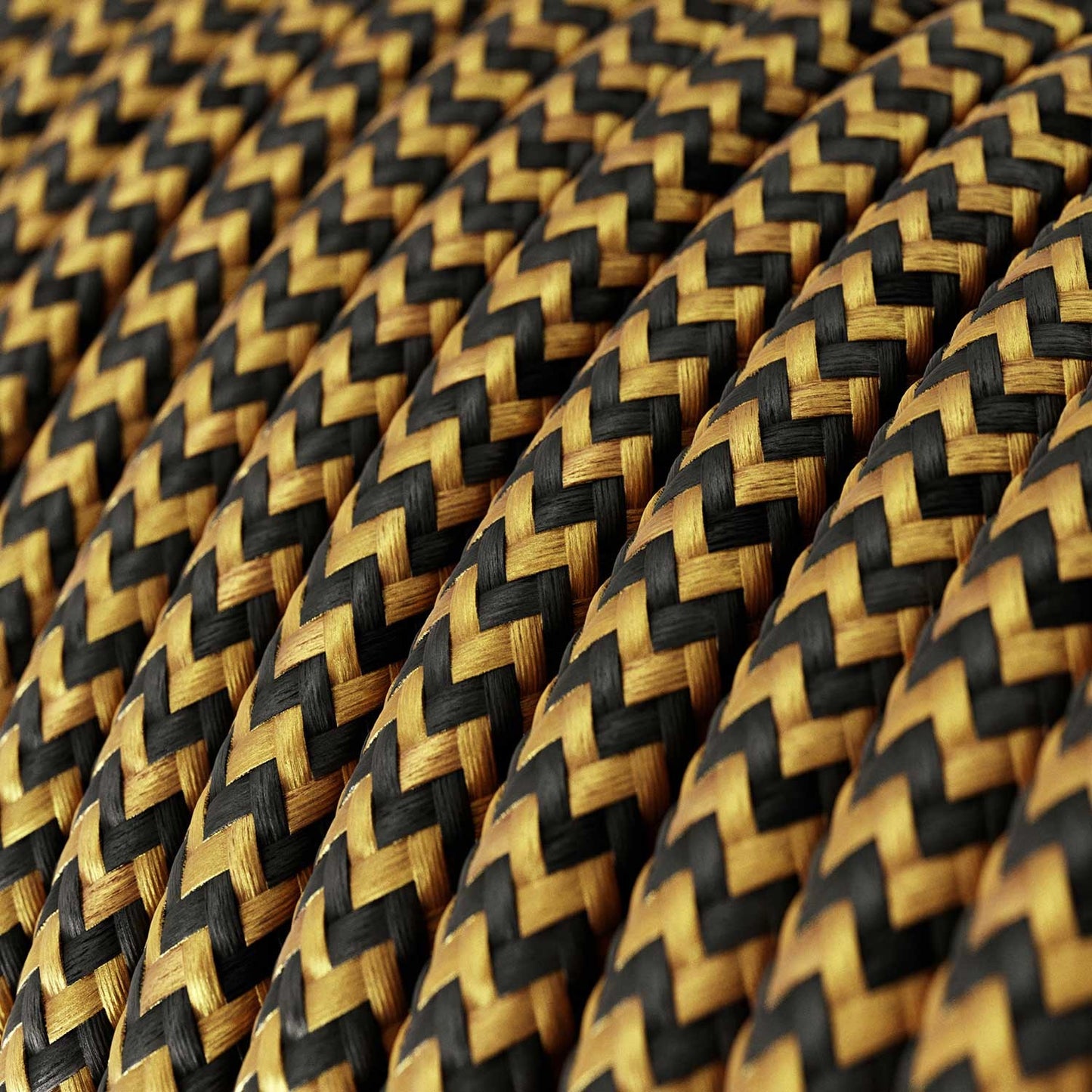 Round Electric Cable RZ24 ZigZag Gold and Black Rayon - UL listed