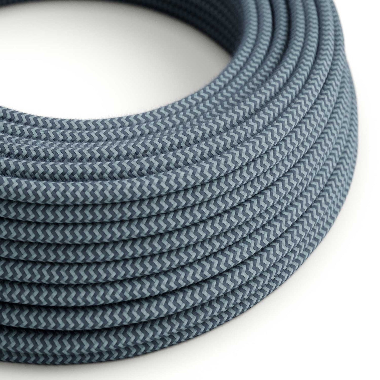 Round Electric Cable RZ25 ZigZag Stone Grey and Ocean Cotton - UL listed