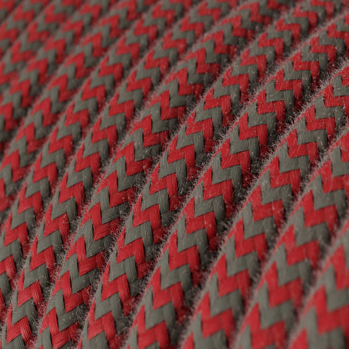 Round Electric Cable RZ28 ZigZag Fire Red and Grey Cotton - UL listed