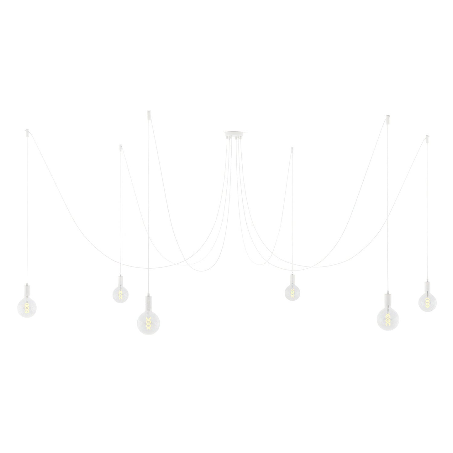 Spider - Suspension with 6 pendants Made in Italy complete with bulbs, fabric cable, and metal finishes