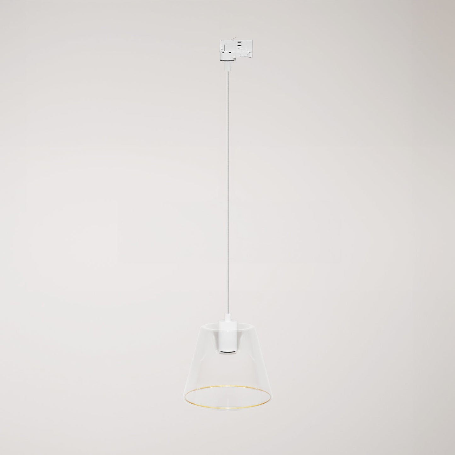Suspension lamp with transparent cone Ghost bulb for tracks