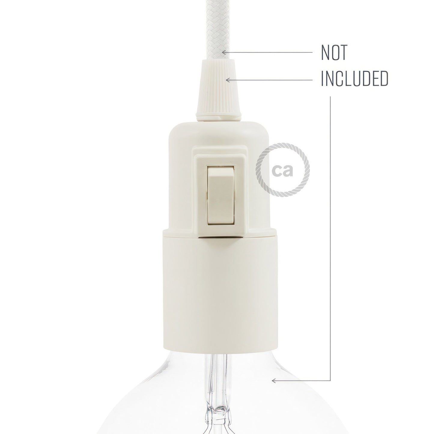 Thermoplastic E27 lamp holder kit with switch